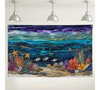 Sfondo con scena oceanica subacquea, sfondo fotografico colorato con vita marina, decorazioni per feste a tema oceanico per eventi, forniture per feste estive in spiaggia 180 x 109 cm