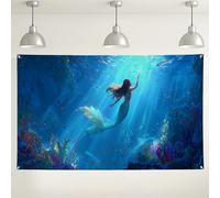 Sfondo con scena subacquea a forma di sirena, decorazione fantasy oceanica per feste, sfondo colorato per fotografia di vita marina per compleanni dei bambini, eventi estivi, 180 x 109 cm