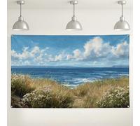 Sfondo con vista sull'oceano costiero, scenico sfondo fotografico con paesaggio sulla spiaggia, perfetto per feste ed eventi estivi, 180 x 109 cm
