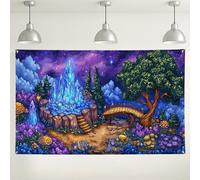 Sfondo da giardino in cristallo incantato, paesaggio magico fantasia, ideale per fotografia, feste ed eventi, decorazione primavera/estate, 180 x 109 cm