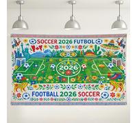 Sfondo da parete a tema calcio 2026, decorazioni colorate floreali per feste sul campo da calcio, divertente sfondo fotografico per interni ed esterni, per eventi sportivi, celebrazioni estive, 180 x