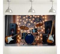 Sfondo da parete a tema musicale, decorazione vintage per studio di chitarra per decorazioni per feste, sfondo fotografico colorato per interni ed esterni, per eventi musicali e celebrazioni, 180 x