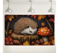 Sfondo da parete autunnale con riccio, decorazione per la casa con animali selvatici, sfondo fotografico con natura, per eventi autunnali e feste del Ringraziamento, 180 x 109 cm