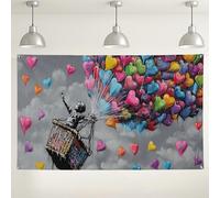Sfondo da parete colorato con palloncini a forma di cuore, divertente decorazione per feste, perfetto per compleanni e celebrazioni, sfondo fotografico per interni ed esterni, 180 x 109 cm