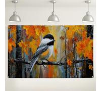 Sfondo da parete colorato con uccellini, decorazione artistica ispirata alla natura, per fotografia di interni/esterni, sfondo a tema autunno per feste ed eventi, 180 x 109 cm