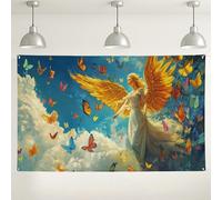 Sfondo da parete con angelo celeste, farfalla sognante fantasy decorazioni per feste, elegante sfondo per esterni e interni, per fotografia, eventi primaverili, forniture per cabine da 180 x 109 cm