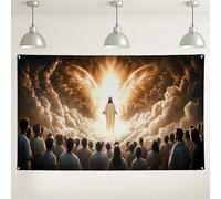 Sfondo da parete con angelo celeste, sfondo decorativo con scena nuvolosa divina, scena spirituale per eventi di culto, Pasqua, celebrazioni natalizie, 180 x 109 cm