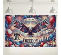 Sfondo da parete con aquila patriottica, decorazioni per celebrazioni stellate rosse e blu, striscione per il giorno dell'indipendenza per forniture per cabine per feste, 180 x 109 cm