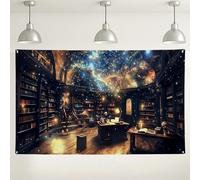 Sfondo da parete con biblioteca galassia, decorazione artistica retrò magica cosmica per feste, forniture per interni per fotografie eventi stagionali, 180 x 109 cm