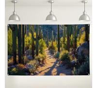 Sfondo da parete con cactus e deserto, sfondo fotografico con sentieri panoramici della natura, piante verdi, decorazioni per feste per interni ed esterni, 180 x 109 cm