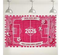 Sfondo da parete con campo da calcio 2026, decorazioni per feste sportive alla pesca, divertente tema retrò per eventi, sfondo fotografico per interni ed esterni, per celebrazioni, 180 x 109 cm