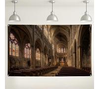 Sfondo da parete con cattedrale gotica, sfondo fotografico vintage per interni ed interni, elegante decorazione per interni ed esterni, per eventi, matrimoni e celebrazioni religiose, 180 x 109 cm