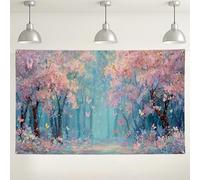 Sfondo da parete con fiori di ciliegie e farfalle, eleganti decorazioni per feste, sfondo fotografico primaverile per interni ed esterni, per compleanni, matrimoni, eventi, 180 x 109 cm