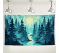 Sfondo da parete con fiume della foresta, decorazione maestosa con scena naturalistica per interni ed esterni, forniture per feste nel deserto incantato, perfetto per eventi stagionali, 180 x 109 cm