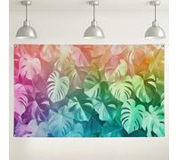 Sfondo da parete con foglie tropicali, motivo Monstera, sfondo fotografico colorato, decorazioni botaniche per interni/esterni, per feste, eventi e matrimoni, 180 x 109 cm