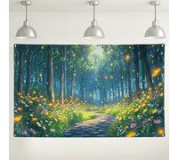 Sfondo da parete con foresta incantata, decorazioni con scena della natura delle fiabe, percorso magico per fotografia, forniture per feste di compleanno, 180 x 109 cm
