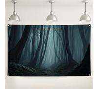 Sfondo da parete con foresta misteriosa, sfondo fotografico con boschi incantati scuri, ideale per feste di Halloween, decorazione per interni ed esterni, 180 x 109 cm