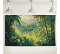 Sfondo da parete con foresta tropicale, decorazioni verdi lussureggianti con paesaggi della giungla, sfondo fotografico a tema natura per interni ed esterni, per feste ed eventi, 180 x 109 cm
