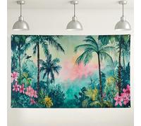 Sfondo da parete con giungla tropicale, decorazioni vivaci per feste, palme, sfondo fotografico per eventi estivi, celebrazioni all'aperto, 180 x 109 cm