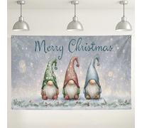 Sfondo da parete con gnomo Merry Christmas, carino decorazioni invernali per feste, sfondo fotografico per interni ed esterni, 180 x 109 cm