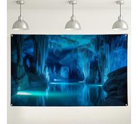 Sfondo da parete con grotta blu, sfondo fotografico scenico a cascata, decorazione per feste per interni ed esterni, per eventi, forniture per cabina fotografica a tema invernale, 180 x 109 cm
