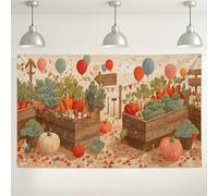 Sfondo da parete con orto, decorazione rustica per feste in stile fattoria, autunno autunno esterno/interno, sfondo fotografico per celebrazioni del Ringraziamento, 180 x 109 cm