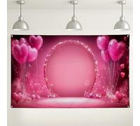 Sfondo da parete con palloncino a forma di cuore, color pesca, romantico sfondo fotografico, forniture per feste di San Valentino, per eventi interni ed esterni, 180 x 109 cm