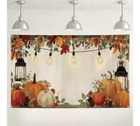 Sfondo da parete con raccolta autunnale, decorazione floreale rustica a forma di zucca per eventi autunnali, sfondo fotografico per feste del Ringraziamento, 180 x 109 cm