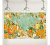 Sfondo da parete con raccolta di zucche, decorazione autunnale stagionale, stile fattoria, sfondo fotografico per feste del Ringraziamento, accoglienti eventi interni ed esterni, 180 x 109 cm