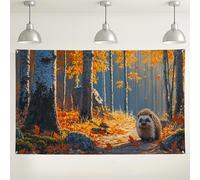 Sfondo da parete con riccio della foresta autunnale, sfondo fotografico ispirato alla natura, paesaggio accogliente, decorazione per casa, studio ed eventi, 180 x 109 cm