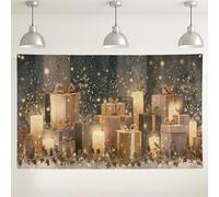 Sfondo da parete con scatole, eleganti decorazioni per feste in oro e argento, sfondo fotografico per interni ed esterni, per celebrazioni, 180 x 109 cm