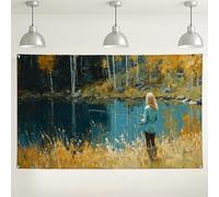 Sfondo da parete con scena di pesca, decorazione autunnale per fotografia, sfondo ispirato alla natura per interni ed esterni, per eventi, 180 x 109 cm