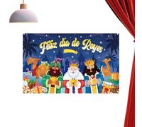 Sfondo da parete con scritta in lingua inglese "Three Kings Day", 1,8 x 1,5 m, decorazione natalizia, per chiesa, casa, ufficio, negozio, feste, vetrine, soggiorno, camera da, aula scuola
