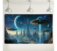 Sfondo da parete con spazio futuristico, decorazioni artistiche con paesaggio alieno fantascientifico, immagine del mondo esterno cosmico, sfondo per fotografia, feste, eventi, 180 x 109 cm
