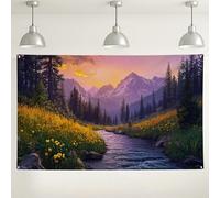 Sfondo da parete con tramonto sulle montagne, scenografia, romantica, scenografia, sfondo fotografico per feste di nozze, forniture sceniche primaverili, 180 x 109