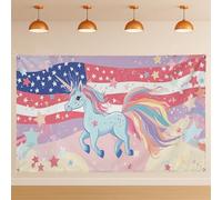 Sfondo da parete con unicorno fantasy, decorazioni magicamente incantevoli per feste, per interni ed esterni, sfondo per fotografie, feste di compleanno, 180 x 109 cm