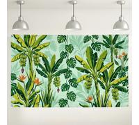 Sfondo da parete con vegetazione tropicale, pianta a foglia moderna e chic, decorazioni per feste, sfondo botanico estivo per interni ed esterni, sfondo fotografico per eventi, forniture per cabine
