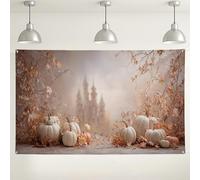 Sfondo da parete con zucca autunnale, decorazione rustica autunnale per il Ringraziamento, accogliente sfondo fotografico per interni ed esterni, per feste di raccolta, 180 x 109 cm