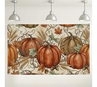 Sfondo da parete con zucca autunnale, decorazioni autunnali rustiche vintage, arancione marrone interno/esterno, sfondo fotografico per festa del Ringraziamento, raccolto, forniture per feste, 180 x