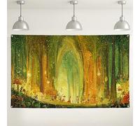 Sfondo da parete della foresta incantata, sfondo decorativo con scena della natura fantasiosa, fotografia magica delle fiabe per eventi, celebrazioni autunnali, 180 x 109 cm