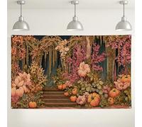 Sfondo da parete floreale autunnale, decorazioni vintage per feste in giardino, decorazioni per feste in giardino, sfondo fotografico per interni ed esterni, per eventi del Ringraziamento e del