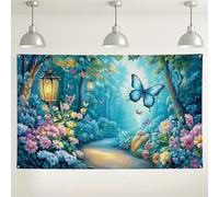 Sfondo da parete floreale con farfalle, decorazioni per feste di favola, sfondo naturale per interni ed esterni, per primavera, matrimonio, compleanno, forniture 180 x 109 cm