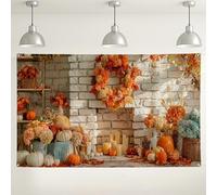 Sfondo da parete floreale con raccolta autunnale, decorazioni rustiche a forma di zucca, sfondo fotografico stagionale per interni/esterni, per feste del Ringraziamento, 180 x 109 cm