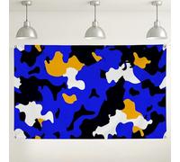 Sfondo da parete mimetico blu, sfondo moderno con motivo astratto, oggetti di scena per eventi e feste, decorazione vivace per la casa e gli incontri all'aperto, 180 x 109 cm