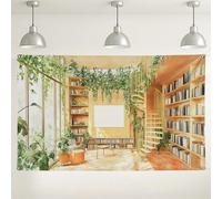 Sfondo da parete per interni con biblioteca, decorazioni fotografiche con scale a chiocciola naturali, sfondo primaverile per angolo lettura, forniture per feste, 180 x 109 cm