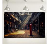 Sfondo da parete per palestra industriale, sfondo fotografico decorativo rustico per centro fitness, scena vintage per esercizi al chiuso, scena da studio per eventi, 180 x 109 cm