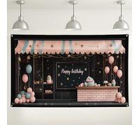 Sfondo da parete per pasticceria di compleanno, grazioso sfondo decorativo per dessert, pesca e blu, per interni ed esterni, per celebrazioni, eventi festivi autunno/inverno, 180 x 109 cm