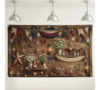 Sfondo da parete rustico americano, decorazioni vintage a stelle e strisce, sfondo fotografico in stile country, per celebrazioni del giorno dell'indipendenza, 180 x 109 cm