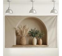 Sfondo da parete rustico beige, vintage con piante floreali per la casa, sfondo fotografico per interni ed esterni, per eventi, 180 x 109 cm