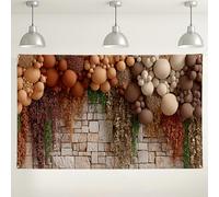 Sfondo da parete rustico con palloncini, sfondo fotografico decorativo dai toni della terra, perfetto per feste, matrimoni, celebrazioni stagionali ed eventi bohémien, 180 x 109 cm